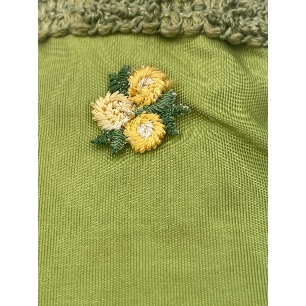 Vintage Green Embroidered Tapestry Pouch Tassels by Carpet Bags of America - Picture 6 of 8
